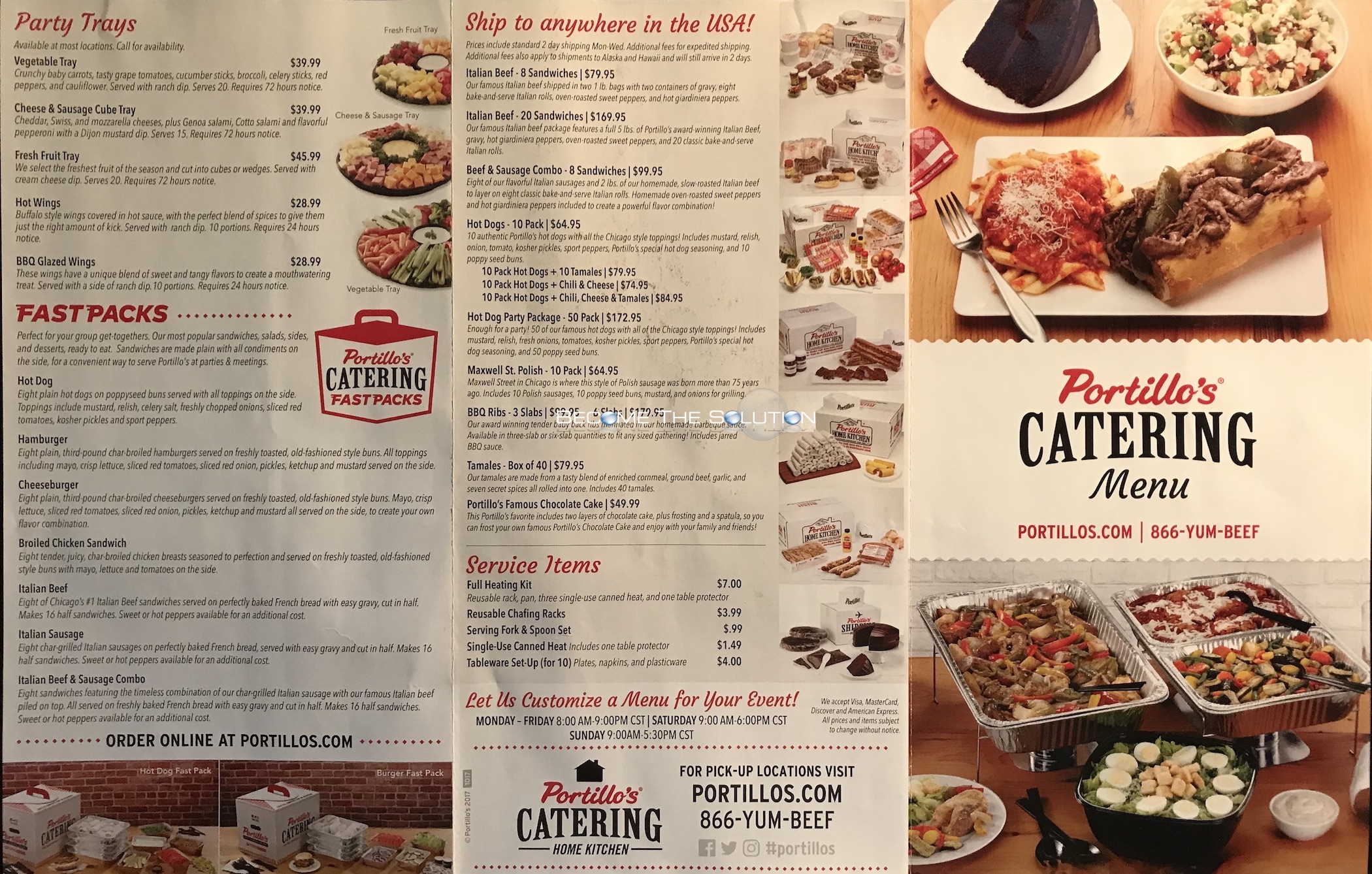 Portillo's Catering Carry Out Menu Chicago (Scanned Menu With Prices)
